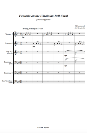 Fantasia on the Ukrainian Bell Carol – Brass Quintet