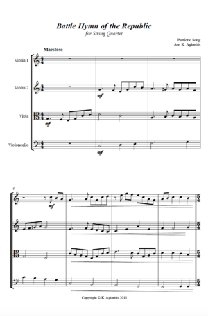 Battle Hymn of the Republic (Jazz Arrangement) – String Quartet