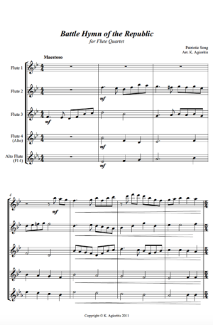 Battle Hymn of the Republic (Jazz Arrangement) – Flute Quartet