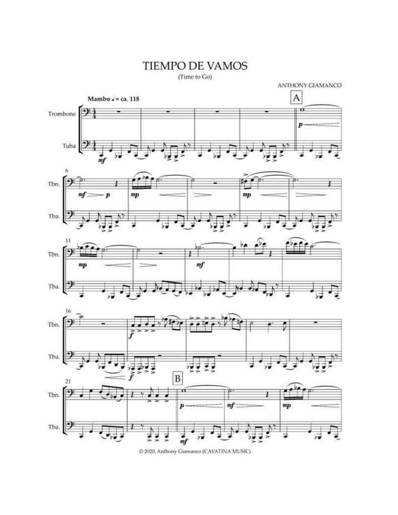 TIEMPO DE VAMOS Trombone And Tuba Duet Sheet Music Marketplace
