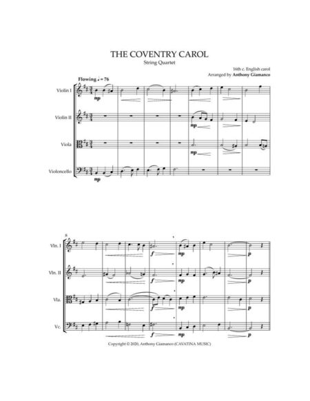 THE COVENTRY CAROL -string quartet