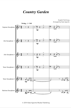 Country Garden – Jazz Arrangement for Saxophone Ensemble