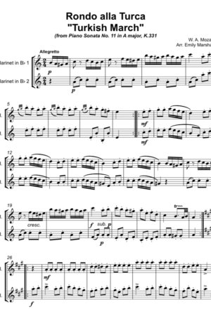 Rondo alla Turca (“Turkish March”) for Clarinet Duet
