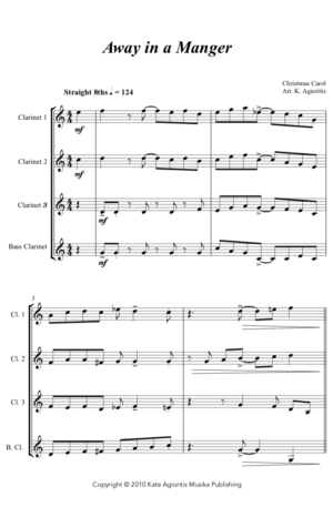 Away in a Manger – Rock Carol for Clarinet Quartet