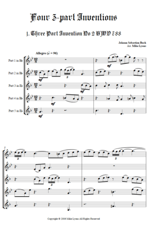 J. S. Bach – Four 3-Part Inventions – Brass Quintet