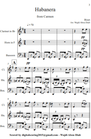 Habanera form Opera Carmen – Wind Trio