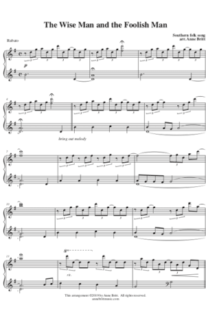 The Wise Man and the Foolish Man – Early Intermediate Piano Solo