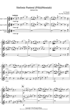 Handel: Sinfonie Pastoral (Pastoral Symphony)(Pifa) from The Messiah (Der Messias) – clarinet trio