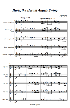 Hark the Herald Angels SWING! – for Saxophone Quartet