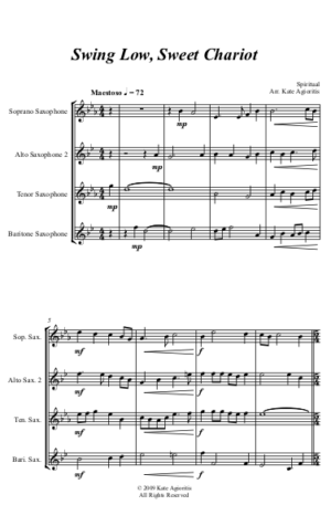 Swing Low, Sweet Chariot – Jazz Arrangement for Saxophone Quartet