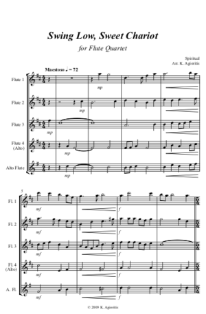 Swing Low, Sweet Chariot – Jazz Arrangement for Flute Quartet