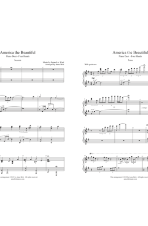 America the Beautiful – intermediate piano duet