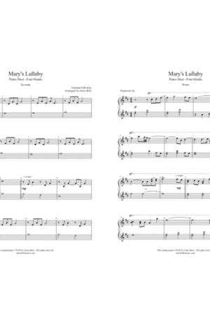 Mary’s Lullaby – intermediate piano duet