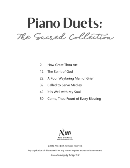 Piano Duets Sacred Collecton TOC