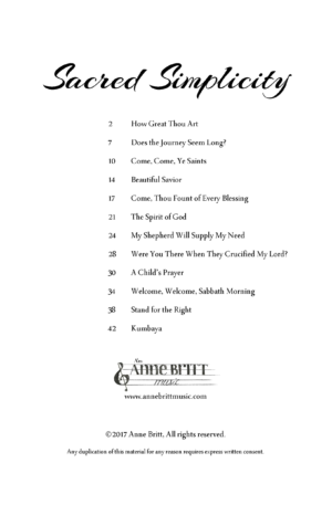 Sacred Simplicity songbook – early intermediate piano solos