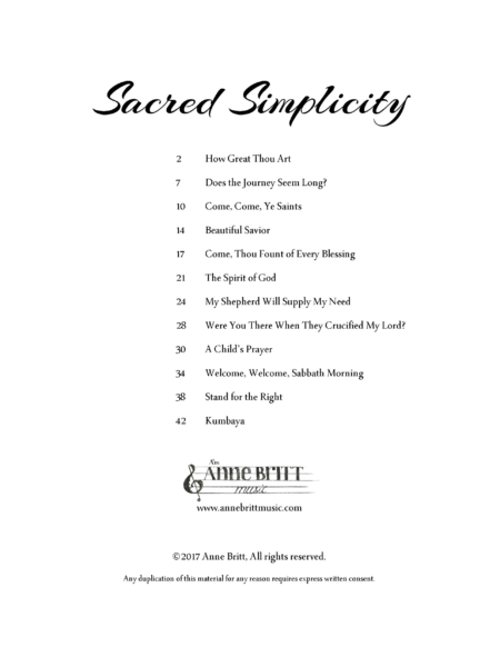 Sacred Simplicity songbook - early intermediate piano solos - Image 2