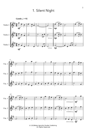 Carols for Three – 15 Carols for Violin Trio