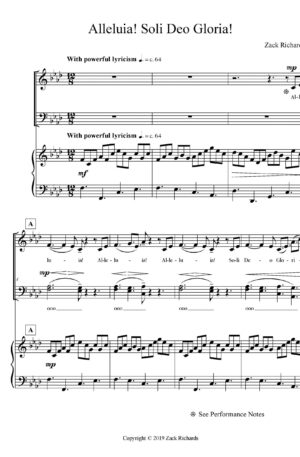 Alleluia! Soli Deo Gloria! for SATB Choir and Piano
