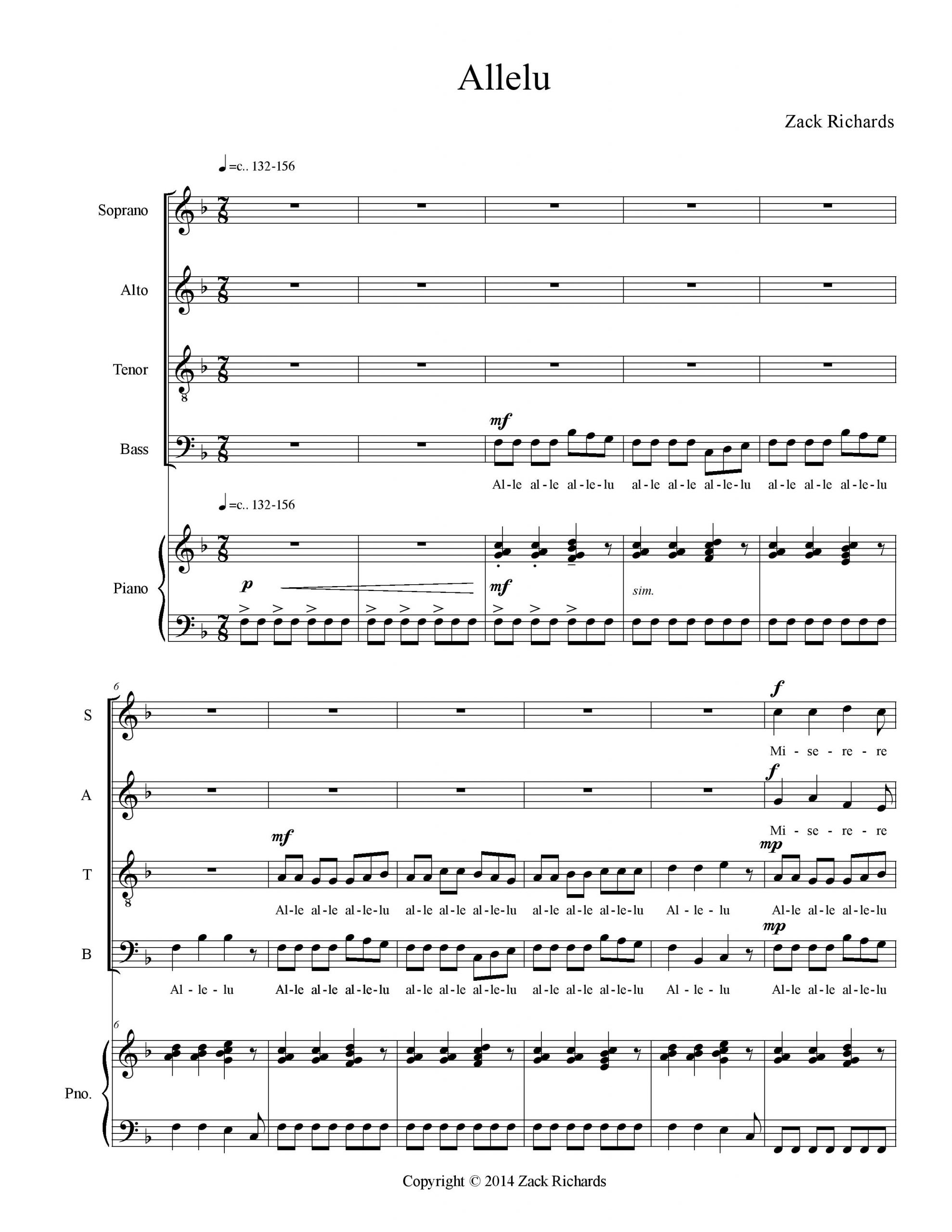 Allelu for SATB Choir and Piano