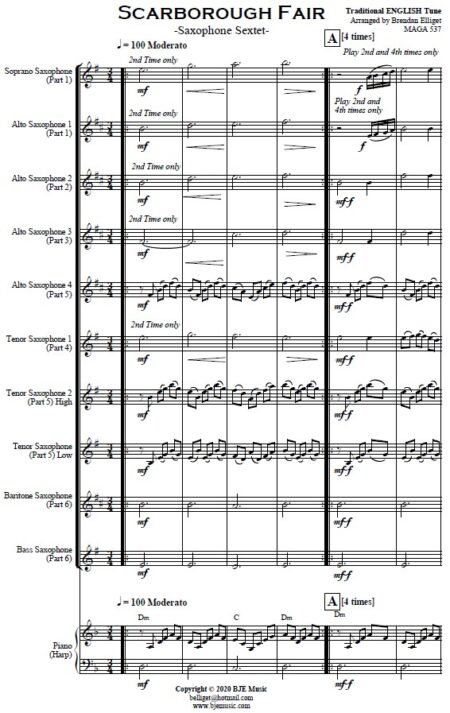 414 Scarborough Fair Saxophone Sextet SAMPLE page 01