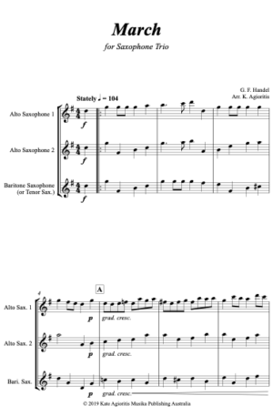 March (Handel) – for Saxophone Trio