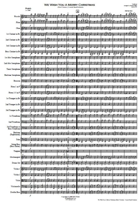 467 We Wish You A Merry Christmas Short Version Concert Band and Orchestra SAMPLE page 01