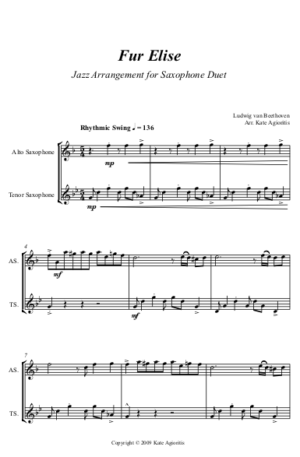 Fur Elise (Jazz Arrangement) – for A/T Saxophone Duet