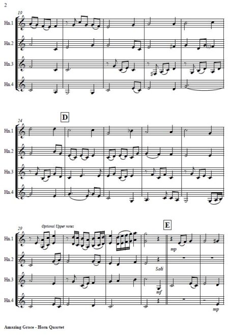 463 Amazing Grace Horn Quartet SAMPLE page 02
