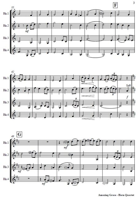 463 Amazing Grace Horn Quartet SAMPLE page 03