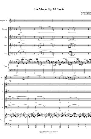Ave Maria (Schubert) for Trumpet Solo, SATB Choir, and Piano
