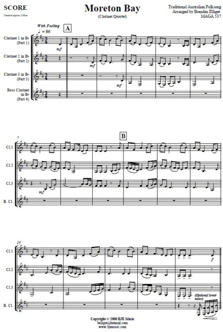 303 Moreton Bay Clarinet Quartet SAMPLE page 01