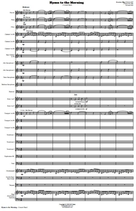 426 Hymn to the Morning Concert Band SAMPLE page 01