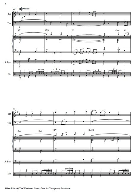277 When I Survey The Wodrous Cross Celtic Version Duet for Trumpet and Trombone and PIANO SAMPLE page 06