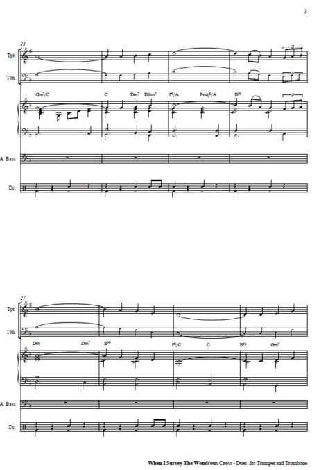 277 When I Survey The Wodrous Cross Celtic Version Duet for Trumpet and Trombone and PIANO SAMPLE page 03
