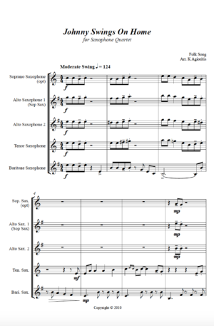 Johnny Swings On Home – Jazz Arrangement for Saxophone Quartet
