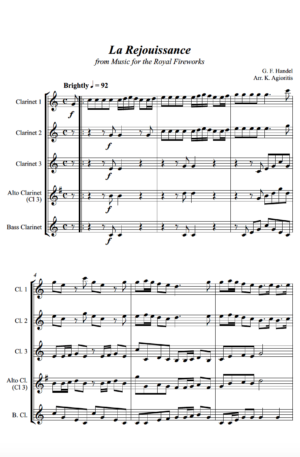 La Rejouissance (Handel) – for Clarinet Quartet