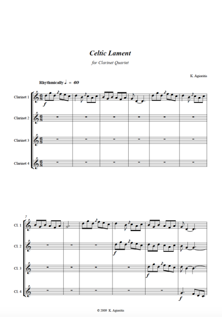 Celtic Lament - Clarinet Quartet