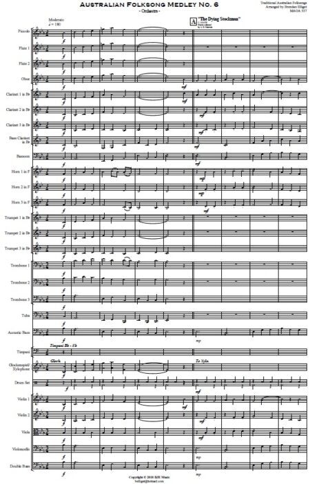 261 Australian Folksong Medley No. 6 Orchestra SAMPLE page 01