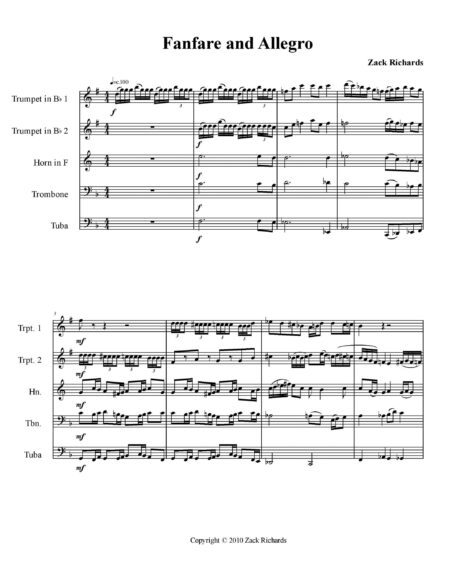 Fanfare and Allegro for Brass Quintet page 003 scaled