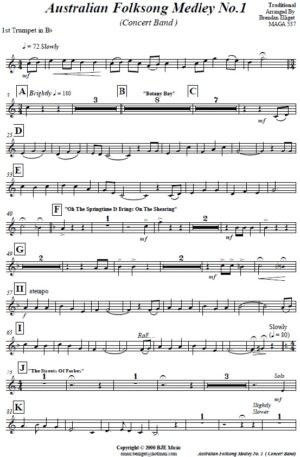 Australian Folksong Medley No. 1 – Concert Band Score and Parts