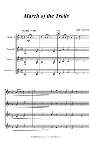 March of the Trolls – for Clarinet Quartet