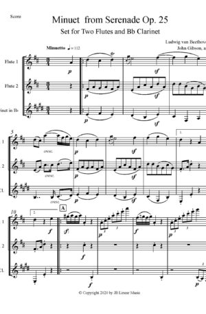Beethoven Minuet from Serenade Op25 – 2 Flutes and Clarinet