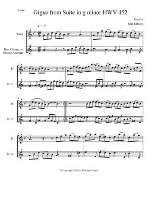 Handel – Gigue set for flute and clarinet duet