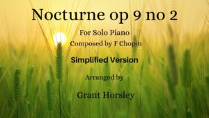 Nocturne op 9 no 2 (Famous) F. Chopin. Piano Solo (Simplified)