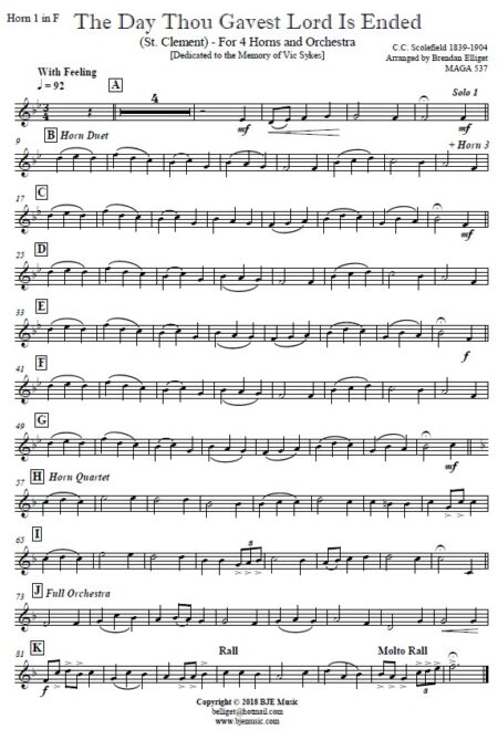 278 The Day Thou Gavest Lord Is Ended Horn Quartet with Orchestra SAMPLE page 05