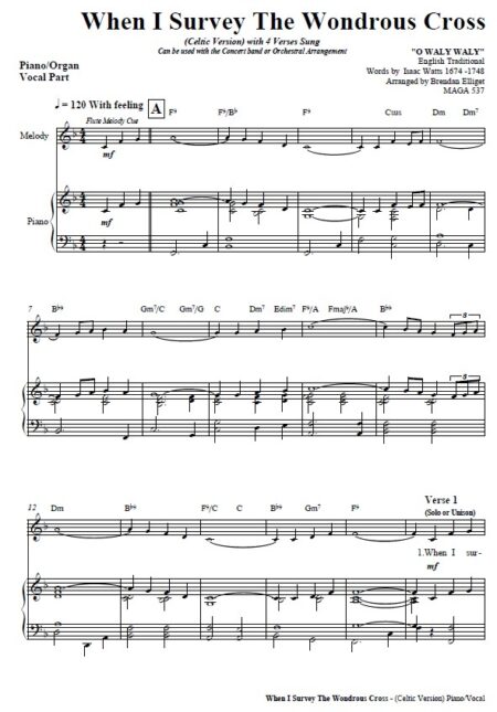 043 When I Survey The Wondrous Cross Celtic Version Vocal and Piano SAMPLE page 01