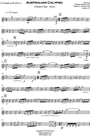 Australian Calypso – Clarinet Choir (Sextet)