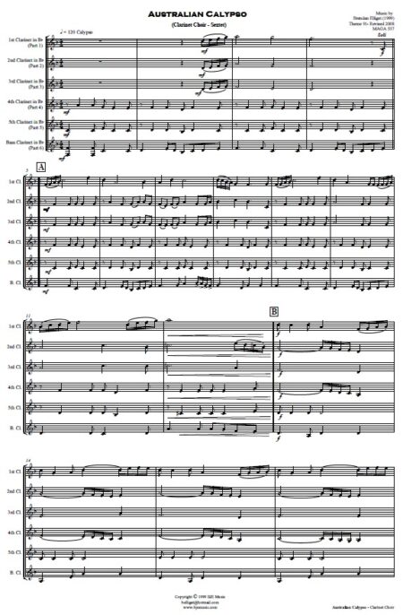336 Australian Calypso Clarinet Choir SAMPLE page 01