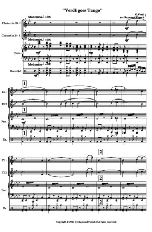 Verdi Goes Tango – 2 Bb Clarinets, Piano and Drum Set