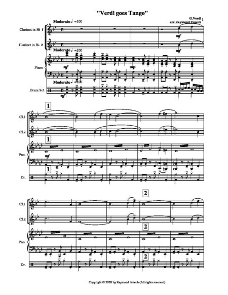 Verdi goes Tango 2 Bb Clarinets Piano and Drum Set pdf